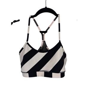 Lululemon Sports Bra Womens 6 Black White Flow Y Bra IV Racerback Diagonal Mesh